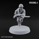 Bayonet Charging World War 2 Japanese Riflemen Miniature for Dungeons and Dragons, Pathfinder or other TTRPGs
