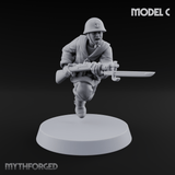Bayonet Charging World War 2 Japanese Riflemen Miniature for Dungeons and Dragons, Pathfinder or other TTRPGs