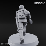 Bayonet Charging World War 2 Japanese Riflemen C Miniature for Dungeons and Dragons, Pathfinder or other TTRPGs