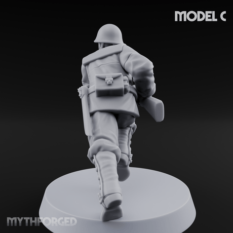 Bayonet Charging World War 2 Japanese Riflemen C Miniature for Dungeons and Dragons, Pathfinder or other TTRPGs