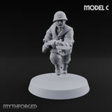 Bayonet Charging World War 2 Japanese Riflemen C Miniature for Dungeons and Dragons, Pathfinder or other TTRPGs
