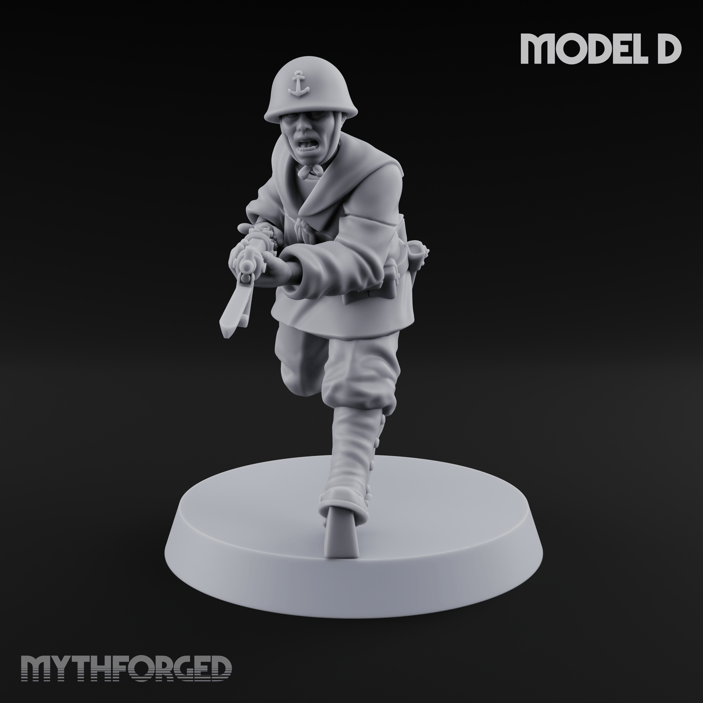 Bayonet Charging World War 2 Japanese Riflemen D Miniature for Dungeons and Dragons, Pathfinder or other TTRPGs
