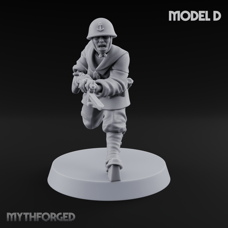 Bayonet Charging World War 2 Japanese Riflemen D Miniature for Dungeons and Dragons, Pathfinder or other TTRPGs