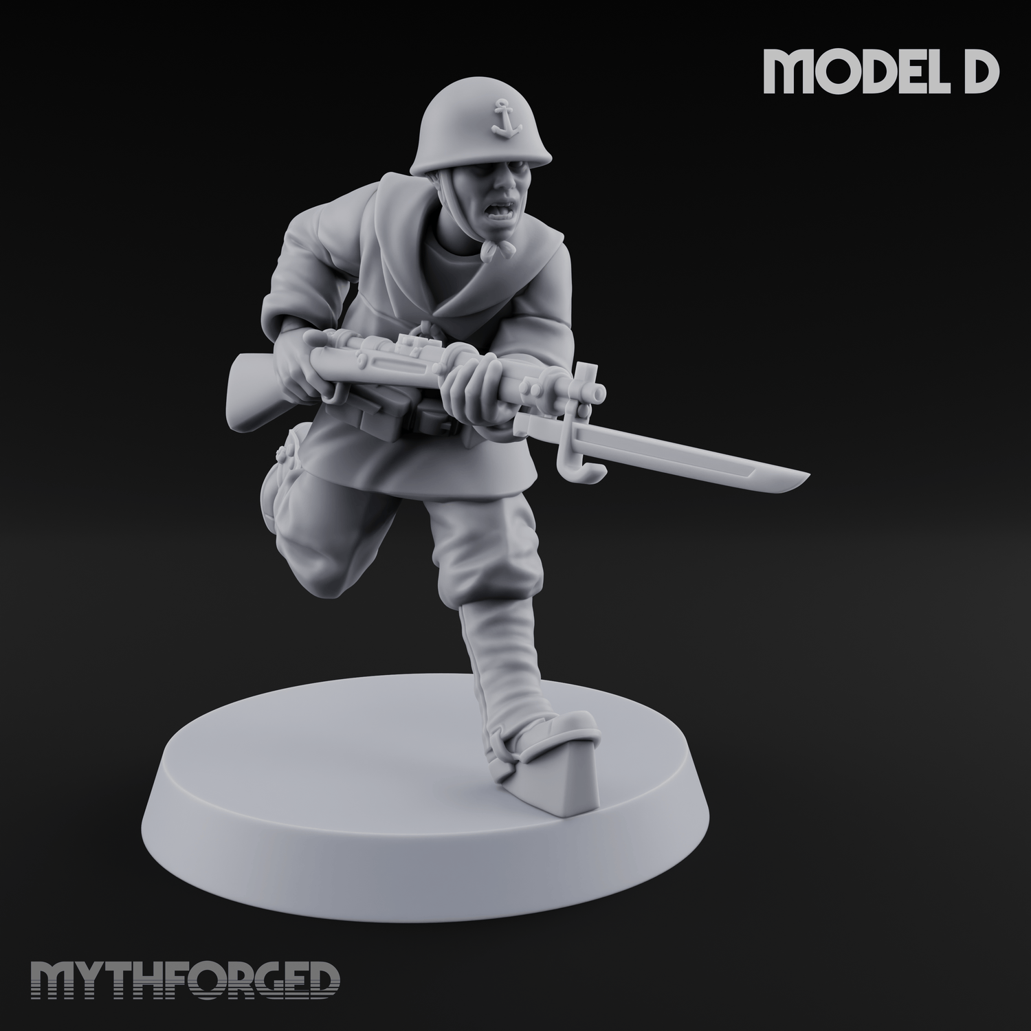 Bayonet Charging World War 2 Japanese Riflemen D Miniature for Dungeons and Dragons, Pathfinder or other TTRPGs