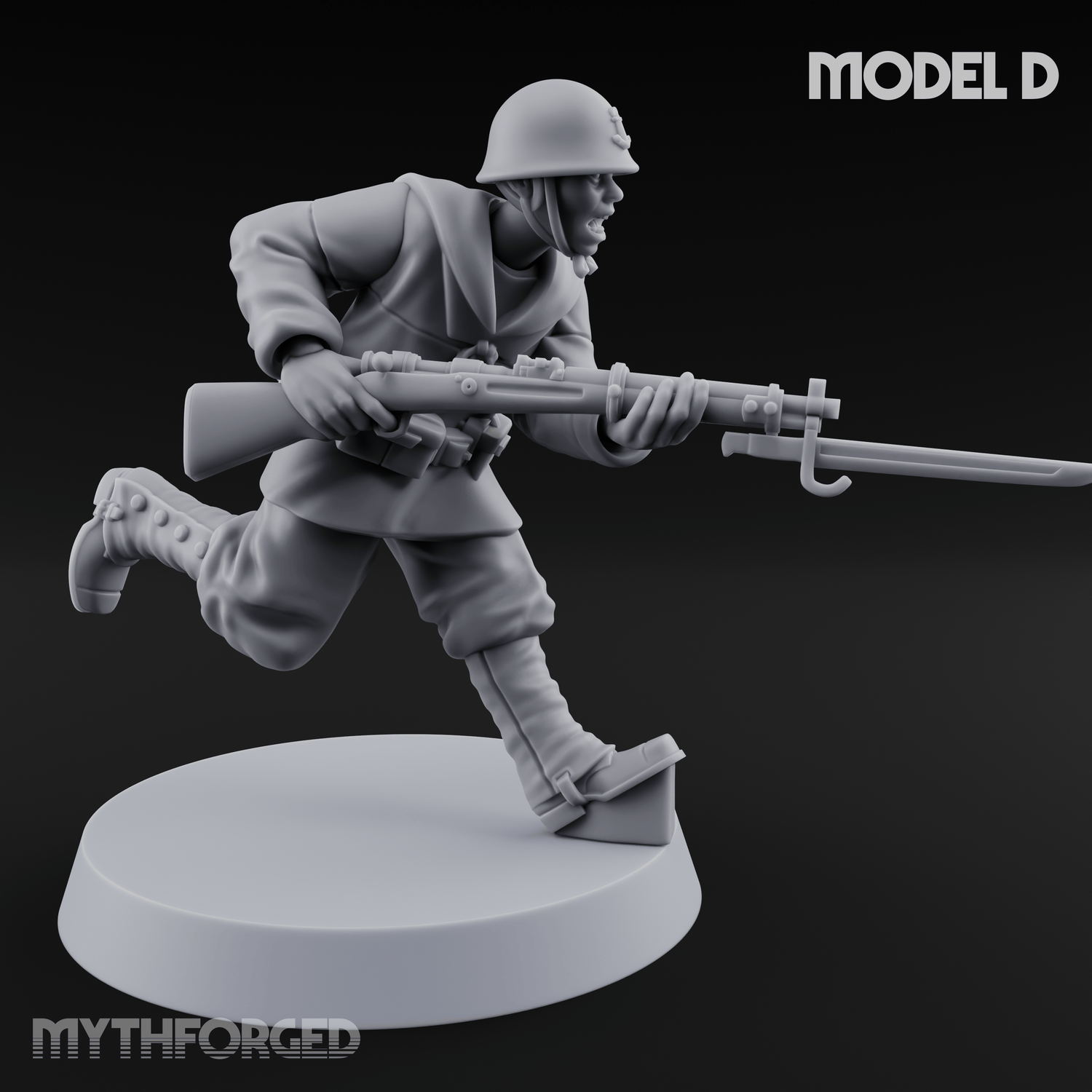 Bayonet Charging World War 2 Japanese Riflemen D Miniature for Dungeons and Dragons, Pathfinder or other TTRPGs