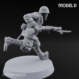 Bayonet Charging World War 2 Japanese Riflemen D Miniature for Dungeons and Dragons, Pathfinder or other TTRPGs
