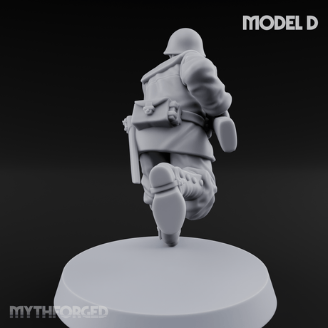 Bayonet Charging World War 2 Japanese Riflemen D Miniature for Dungeons and Dragons, Pathfinder or other TTRPGs
