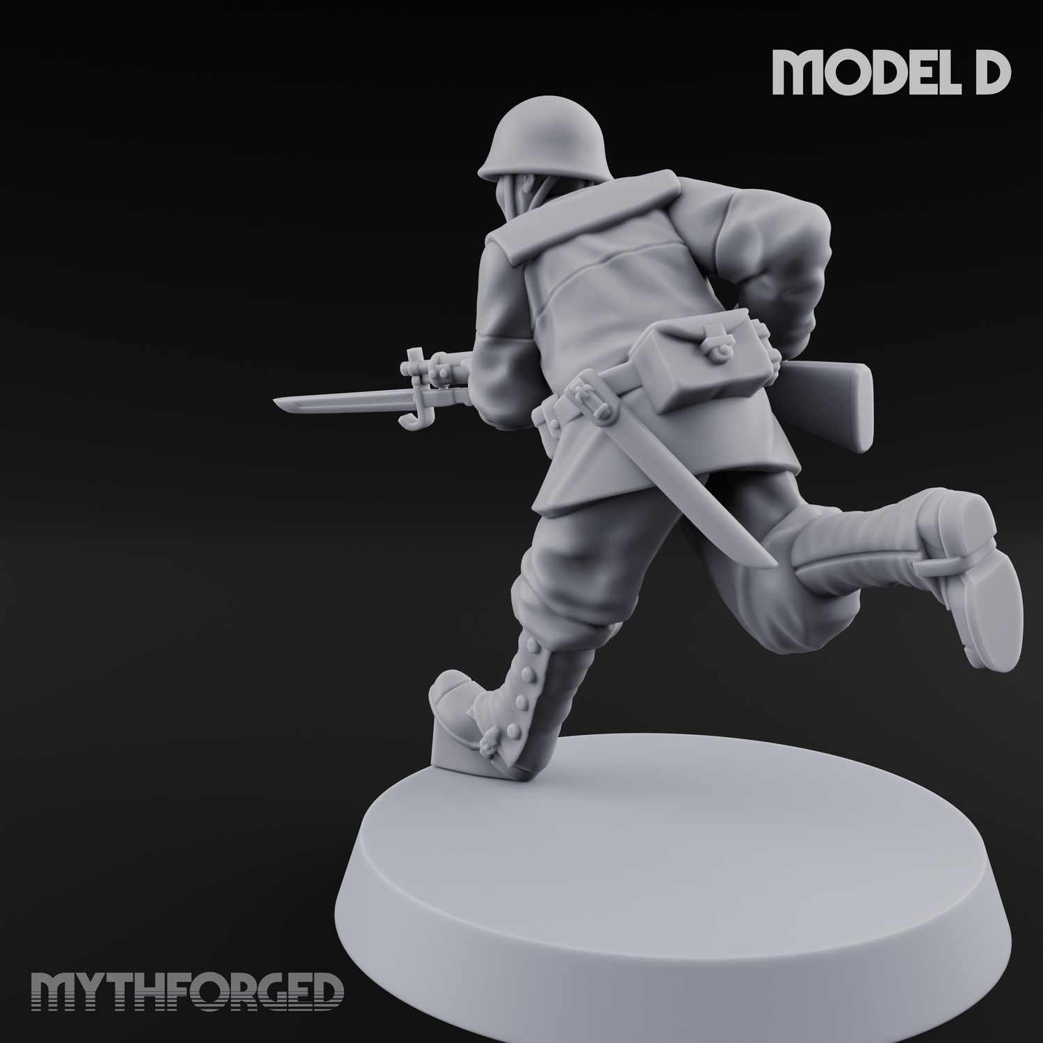 Bayonet Charging World War 2 Japanese Riflemen D Miniature for Dungeons and Dragons, Pathfinder or other TTRPGs