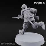 Bayonet Charging World War 2 Japanese Riflemen D Miniature for Dungeons and Dragons, Pathfinder or other TTRPGs