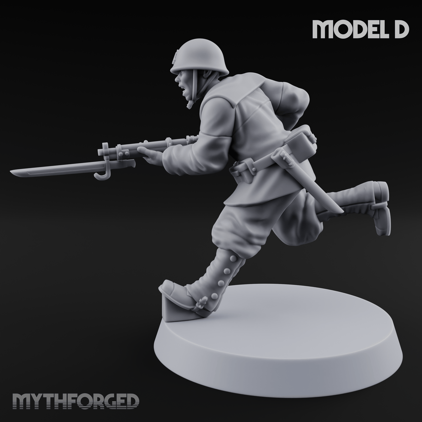 Bayonet Charging World War 2 Japanese Riflemen D Miniature for Dungeons and Dragons, Pathfinder or other TTRPGs