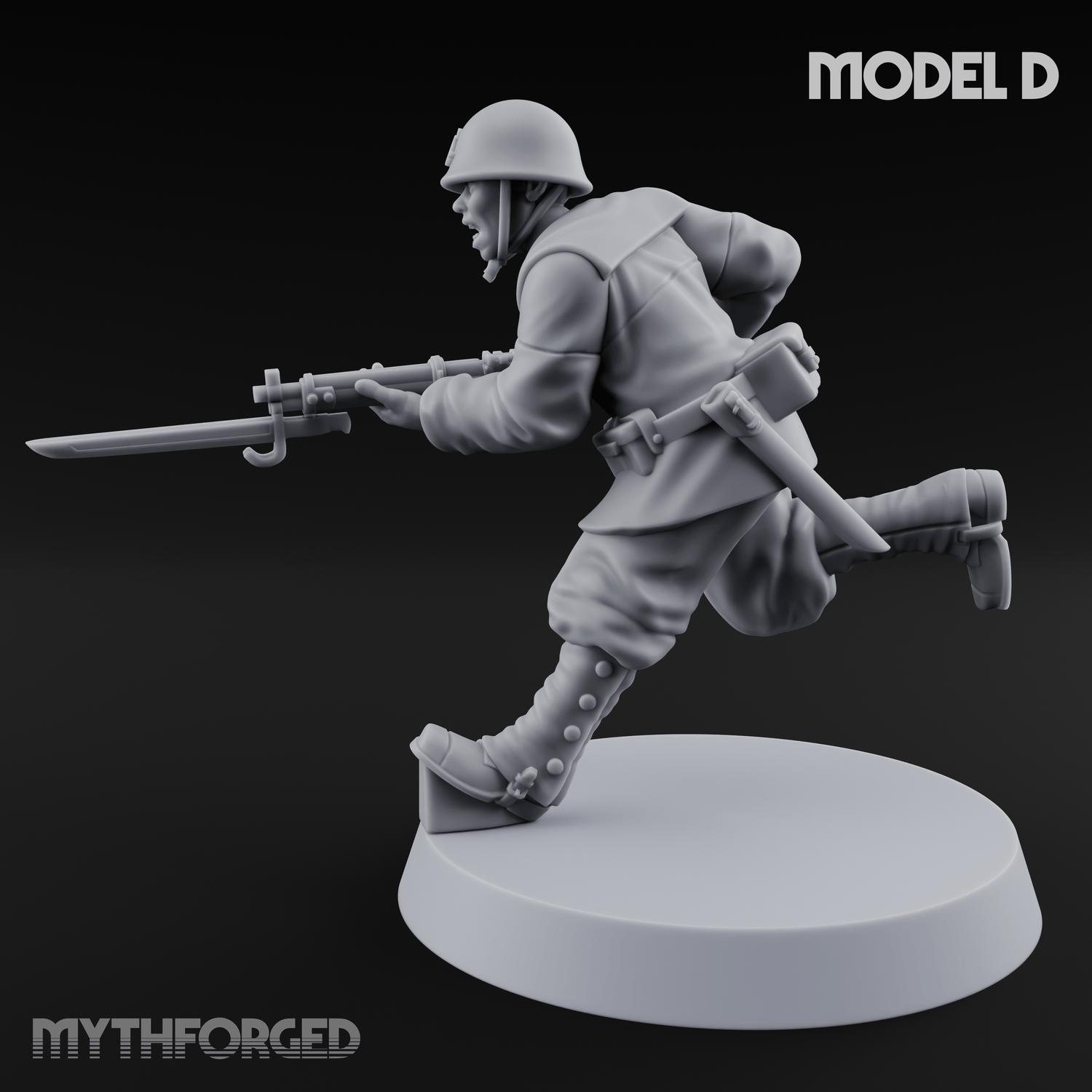 Bayonet Charging World War 2 Japanese Riflemen D Miniature for Dungeons and Dragons, Pathfinder or other TTRPGs