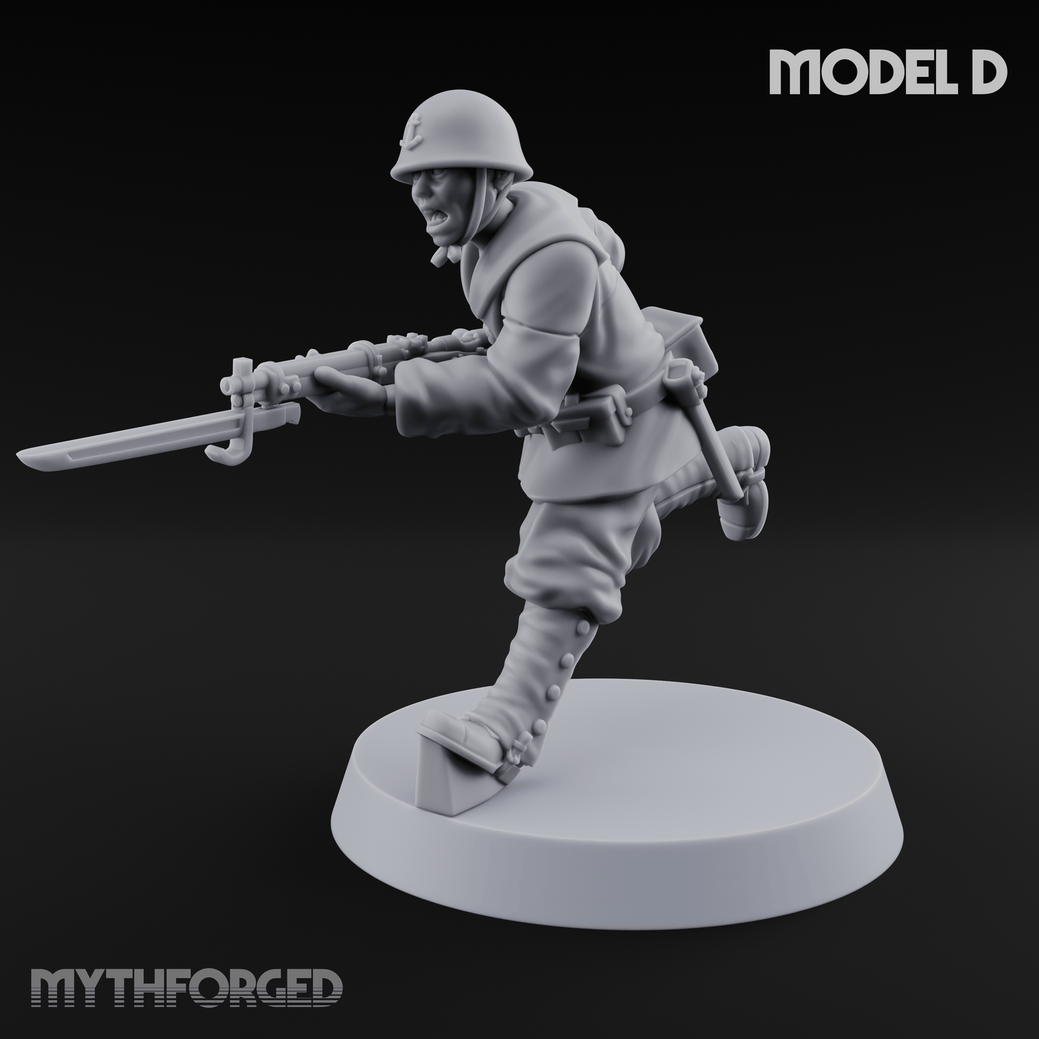 Bayonet Charging World War 2 Japanese Riflemen D Miniature for Dungeons and Dragons, Pathfinder or other TTRPGs