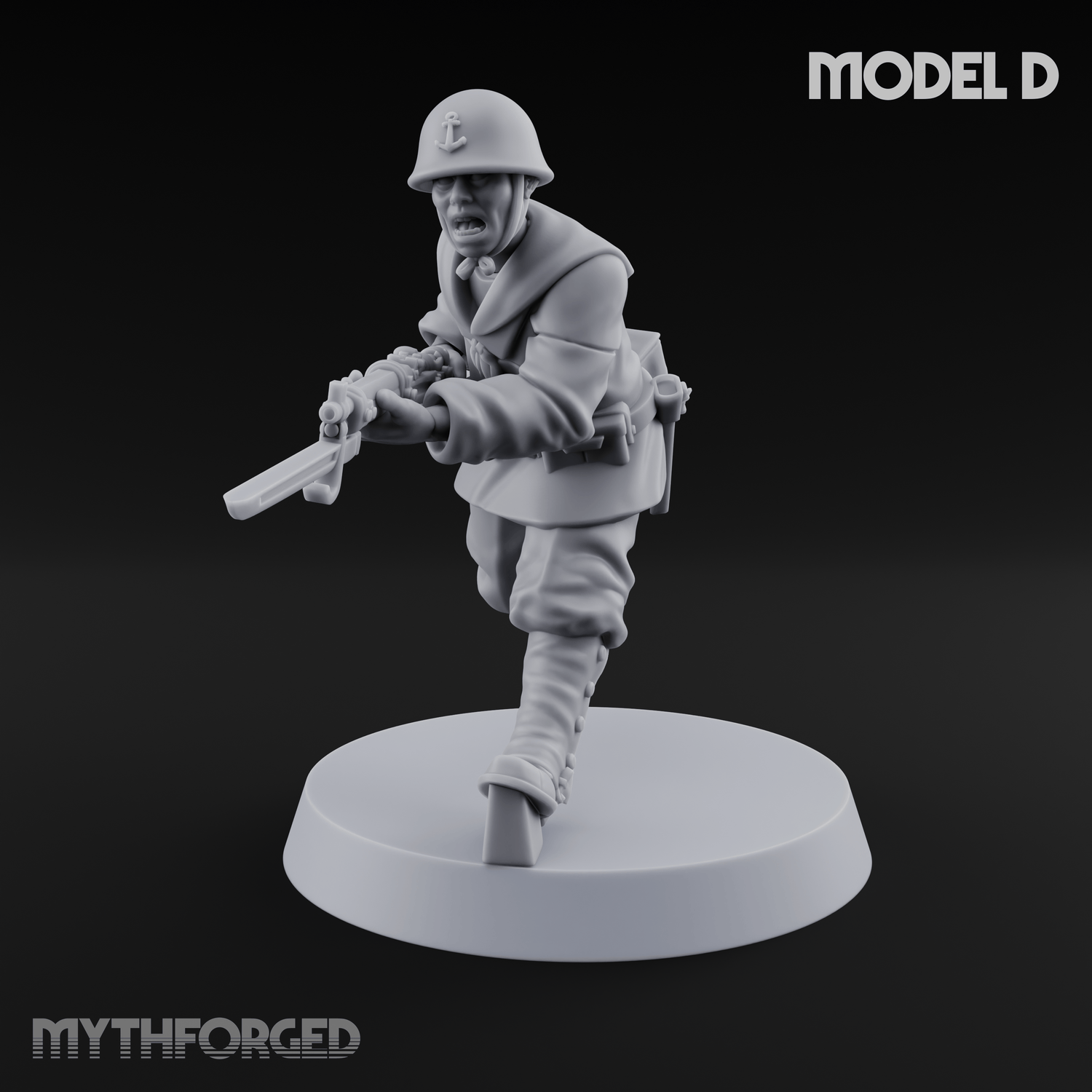 Bayonet Charging World War 2 Japanese Riflemen D Miniature for Dungeons and Dragons, Pathfinder or other TTRPGs