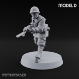 Bayonet Charging World War 2 Japanese Riflemen D Miniature for Dungeons and Dragons, Pathfinder or other TTRPGs