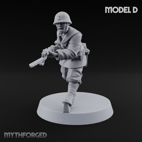 Bayonet Charging World War 2 Japanese Riflemen D Miniature for Dungeons and Dragons, Pathfinder or other TTRPGs
