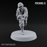 Bayonet Charging World War 2 Japanese Riflemen E Miniature for Dungeons and Dragons, Pathfinder or other TTRPGs