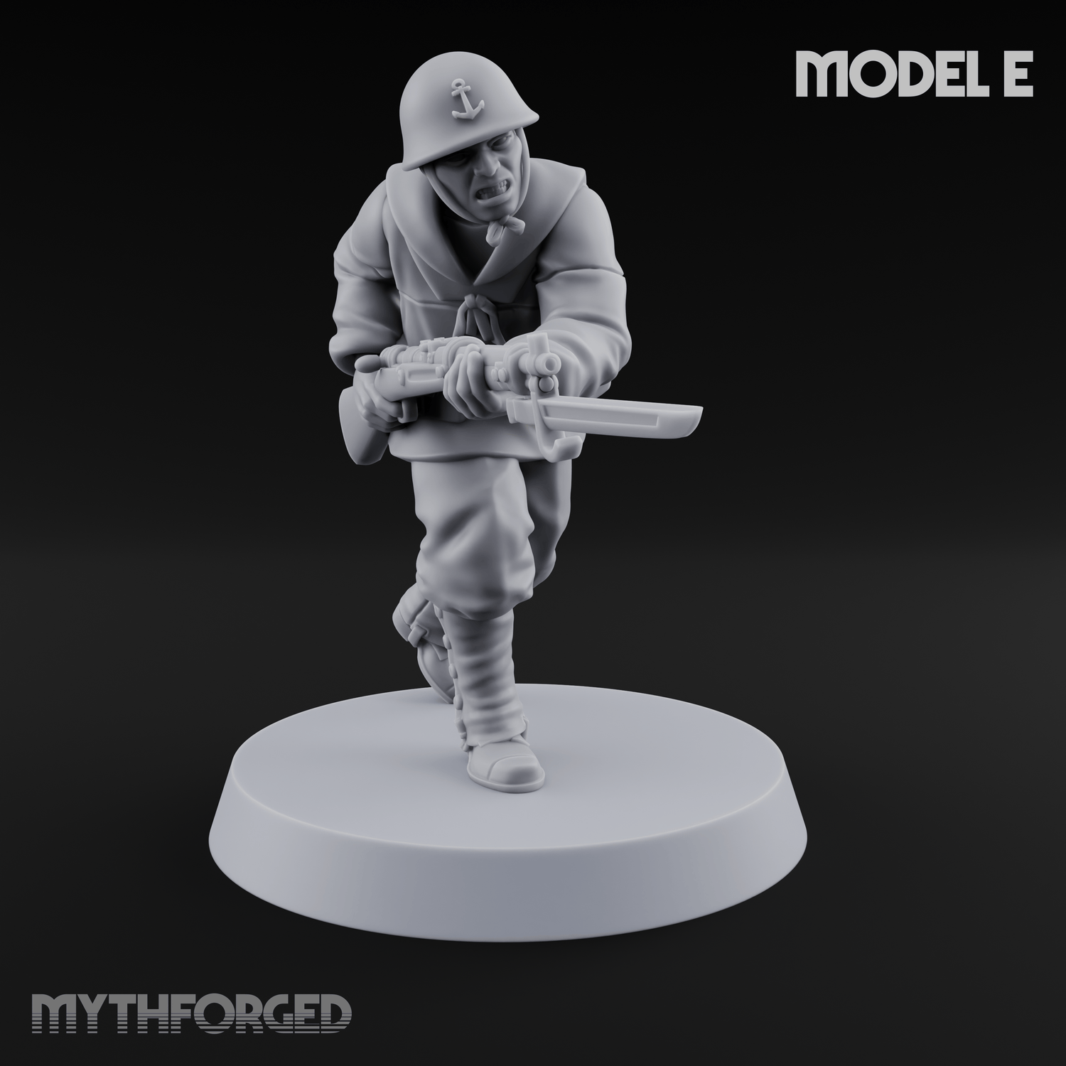 Bayonet Charging World War 2 Japanese Riflemen E Miniature for Dungeons and Dragons, Pathfinder or other TTRPGs