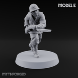 Bayonet Charging World War 2 Japanese Riflemen E Miniature for Dungeons and Dragons, Pathfinder or other TTRPGs