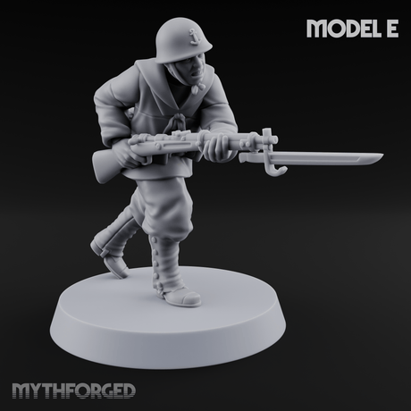 Bayonet Charging World War 2 Japanese Riflemen Miniature for Dungeons and Dragons, Pathfinder or other TTRPGs