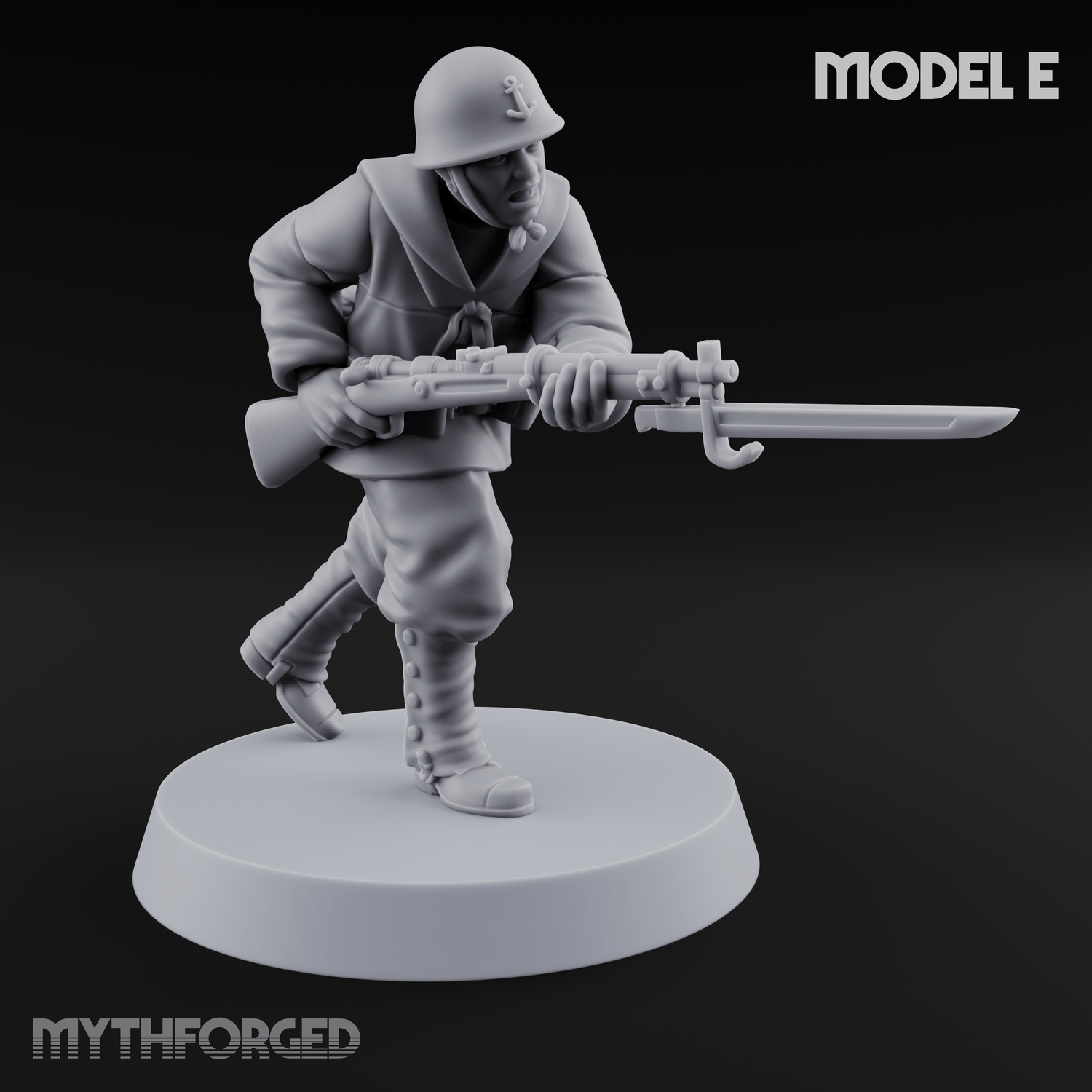 Bayonet Charging World War 2 Japanese Riflemen E Miniature for Dungeons and Dragons, Pathfinder or other TTRPGs