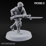 Bayonet Charging World War 2 Japanese Riflemen E Miniature for Dungeons and Dragons, Pathfinder or other TTRPGs