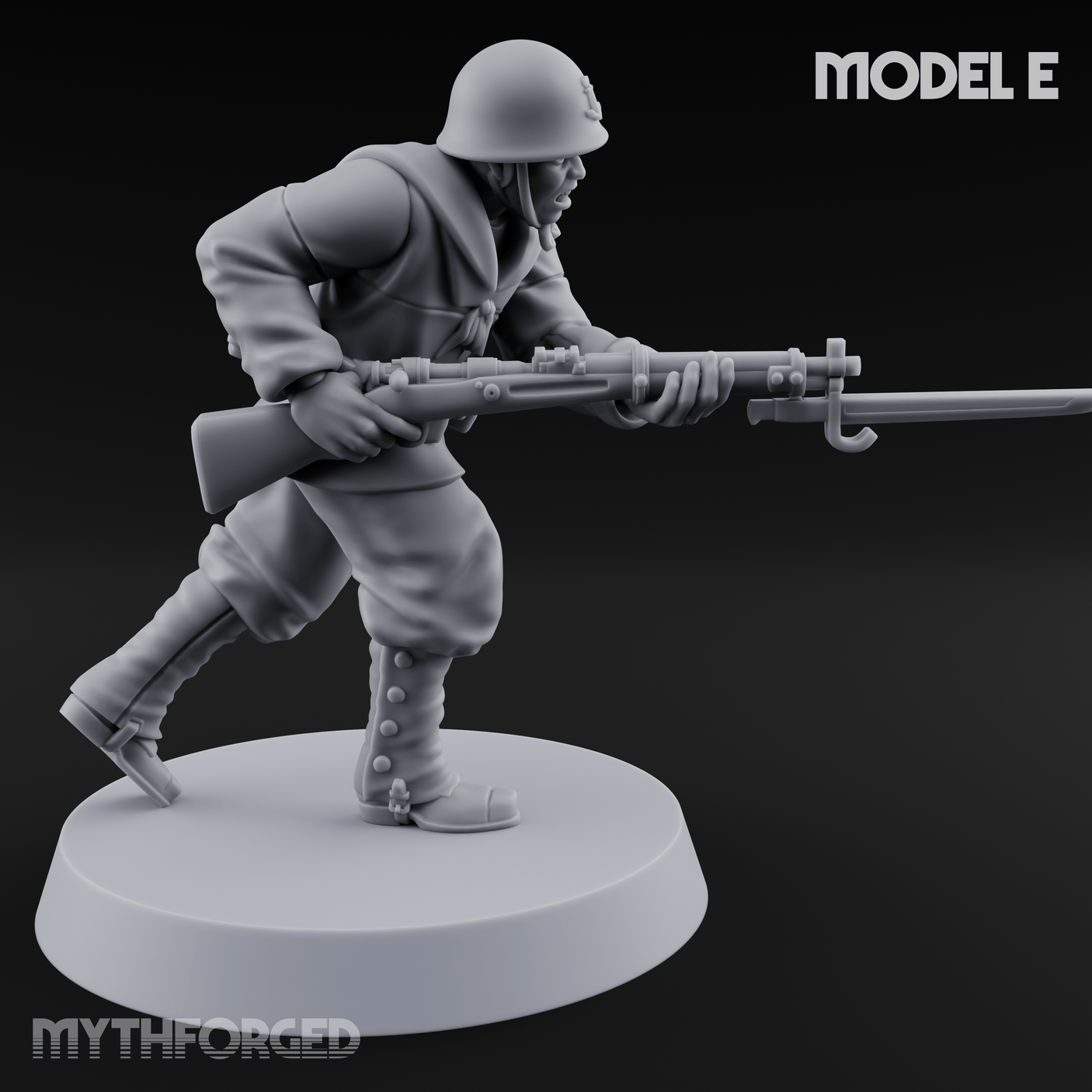 Bayonet Charging World War 2 Japanese Riflemen E Miniature for Dungeons and Dragons, Pathfinder or other TTRPGs