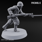Bayonet Charging World War 2 Japanese Riflemen E Miniature for Dungeons and Dragons, Pathfinder or other TTRPGs