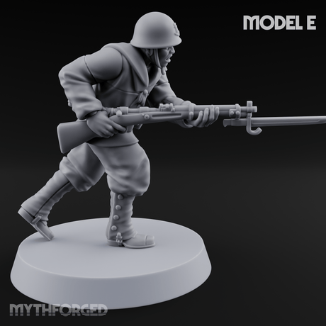 Bayonet Charging World War 2 Japanese Riflemen E Miniature for Dungeons and Dragons, Pathfinder or other TTRPGs