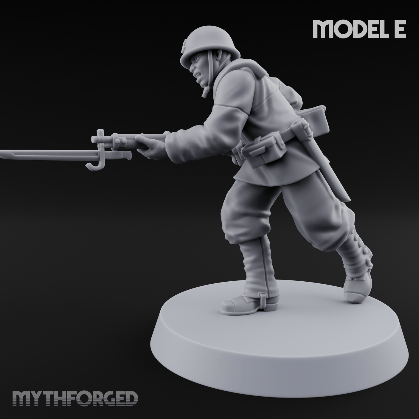 Bayonet Charging World War 2 Japanese Riflemen E Miniature for Dungeons and Dragons, Pathfinder or other TTRPGs