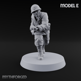 Bayonet Charging World War 2 Japanese Riflemen E Miniature for Dungeons and Dragons, Pathfinder or other TTRPGs
