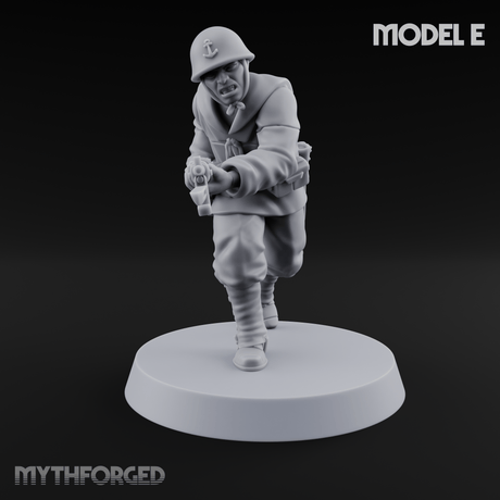Bayonet Charging World War 2 Japanese Riflemen E Miniature for Dungeons and Dragons, Pathfinder or other TTRPGs