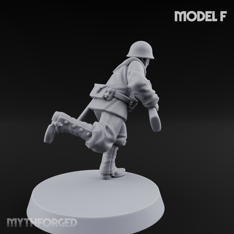 Bayonet Charging World War 2 Japanese Riflemen F Miniature for Dungeons and Dragons, Pathfinder or other TTRPGs