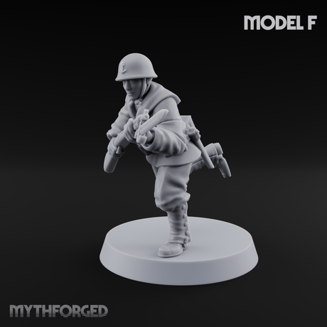 Bayonet Charging World War 2 Japanese Riflemen F Miniature for Dungeons and Dragons, Pathfinder or other TTRPGs