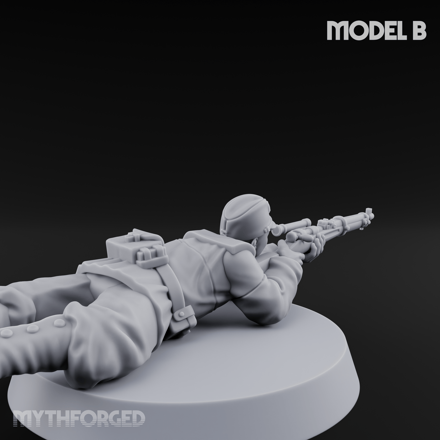 Squinting Down The Barrel World War 2 Japanese Sniper B Miniature for Dungeons and Dragons, Pathfinder or other TTRPGs