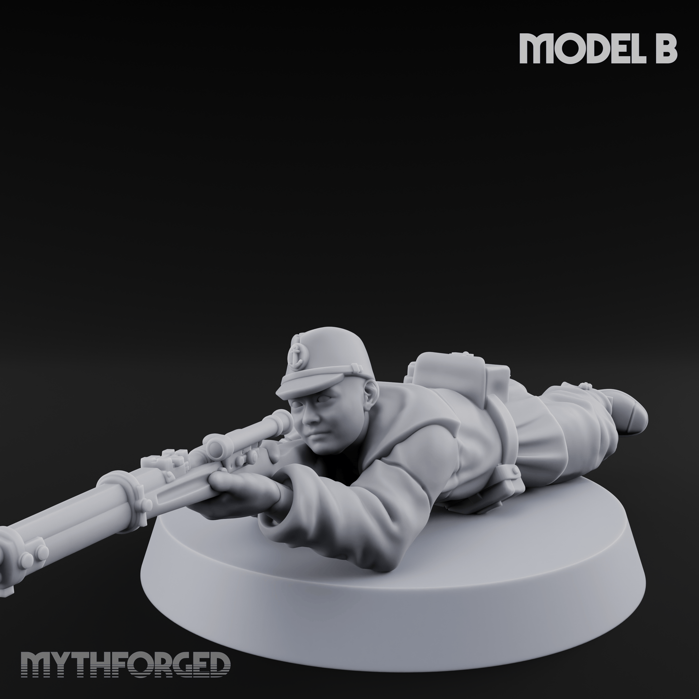 Squinting Down The Barrel World War 2 Japanese Sniper B Miniature for Dungeons and Dragons, Pathfinder or other TTRPGs