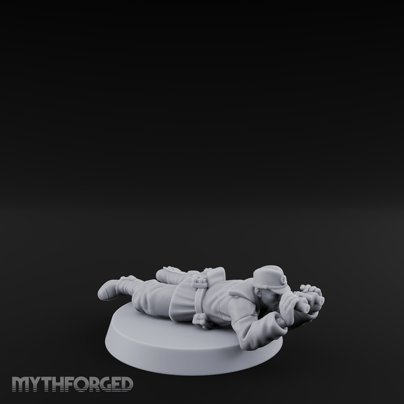 Prone Observing World War 2 Japanese Spotter Miniature for Dungeons and Dragons, Pathfinder or other TTRPGs