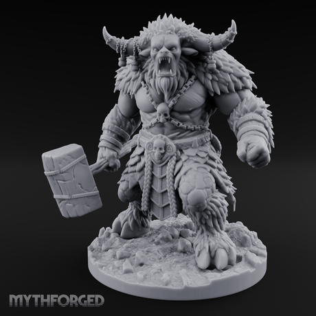 Fist Clenching Yeti Minotaur Brute Miniature for Dungeons and Dragons, Pathfinder or other TTRPGs