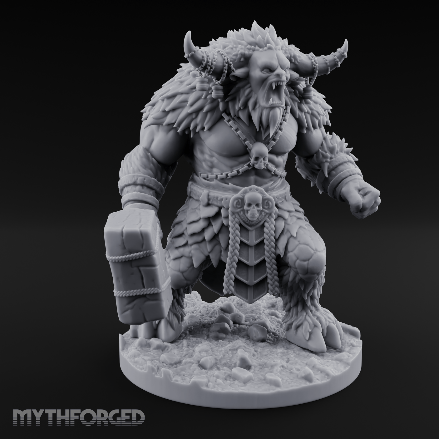 Fist Clenching Yeti Minotaur Brute Miniature for Dungeons and Dragons, Pathfinder or other TTRPGs