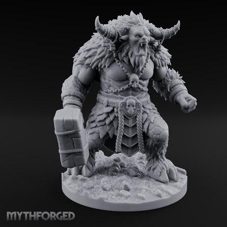 Fist Clenching Yeti Minotaur Brute Miniature for Dungeons and Dragons, Pathfinder or other TTRPGs