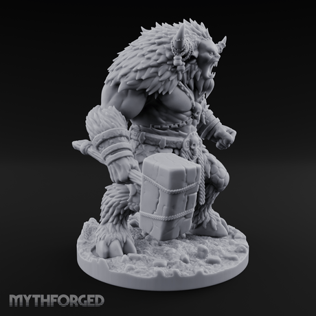 Fist Clenching Yeti Minotaur Brute Miniature for Dungeons and Dragons, Pathfinder or other TTRPGs