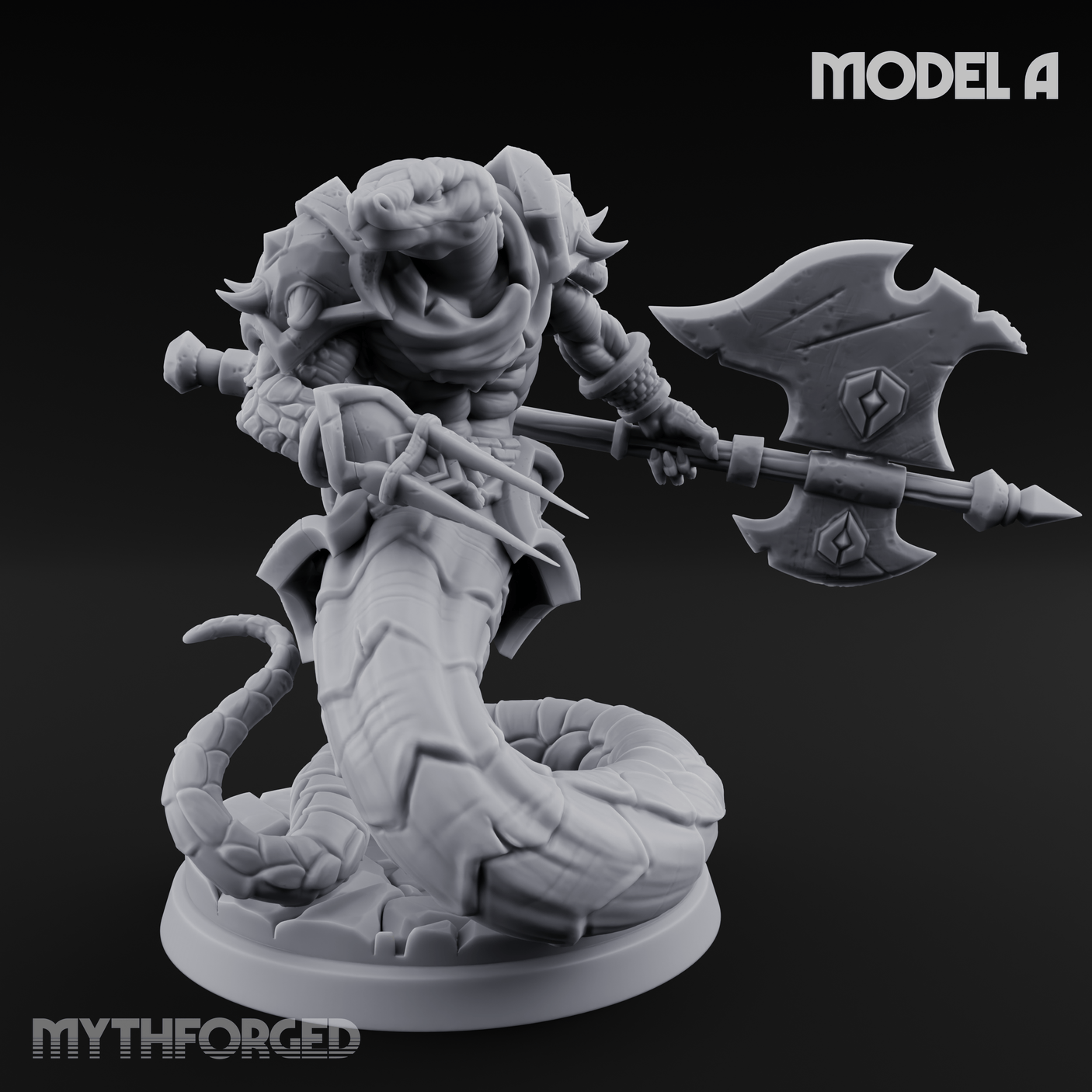 Swooping and Coiled Naga Warriors Miniature for Dungeons and Dragons, Pathfinder or other TTRPGs