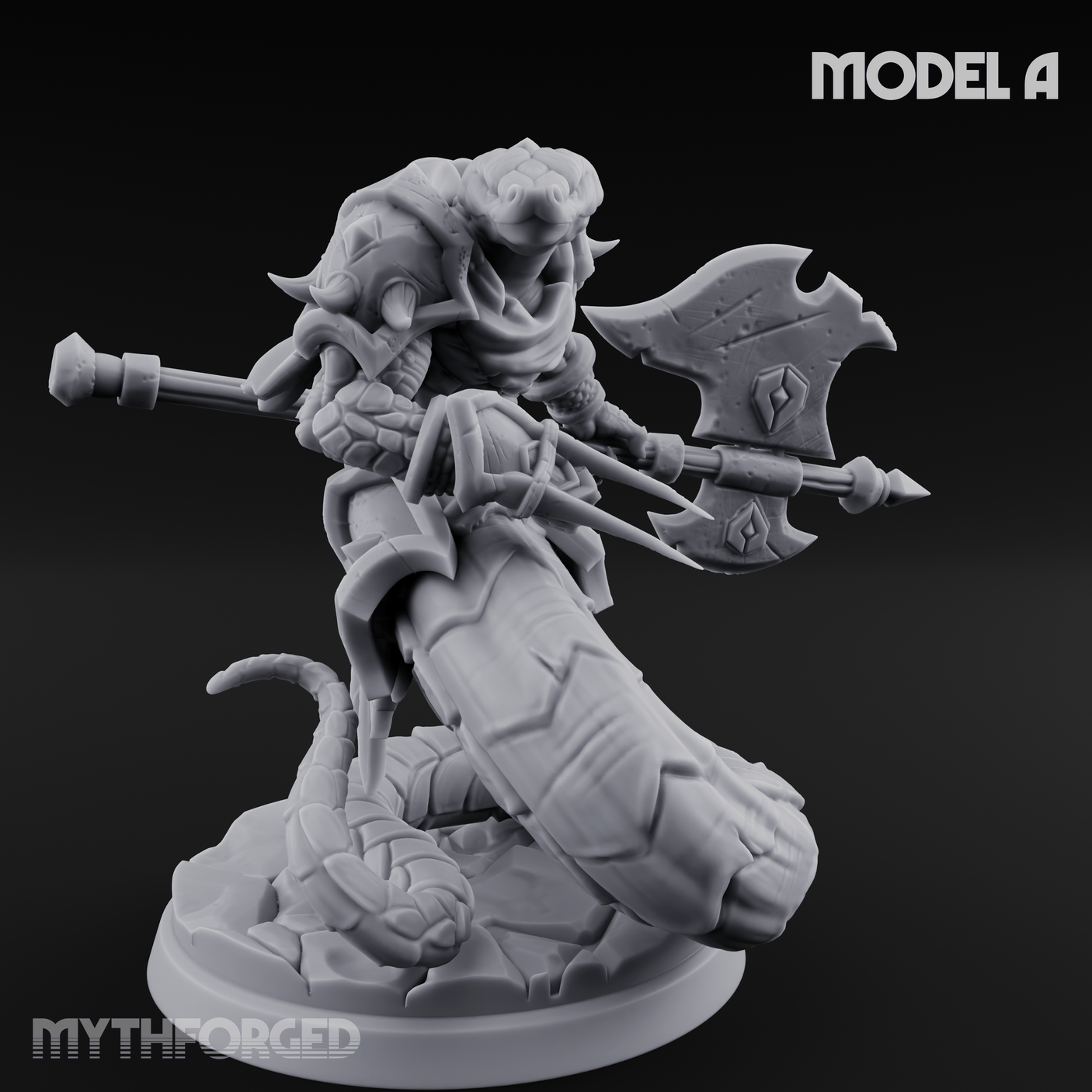 Swooping and Coiled Naga Warriors Miniature for Dungeons and Dragons, Pathfinder or other TTRPGs
