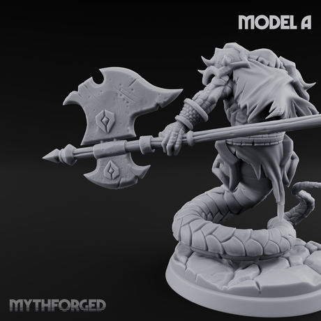 Swooping and Coiled Naga Warriors A Miniature for Dungeons and Dragons, Pathfinder or other TTRPGs
