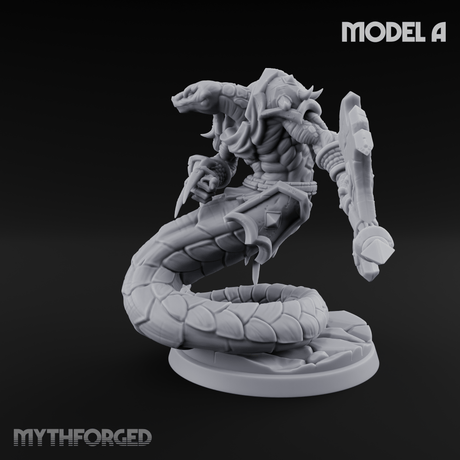 Swooping and Coiled Naga Warriors A Miniature for Dungeons and Dragons, Pathfinder or other TTRPGs
