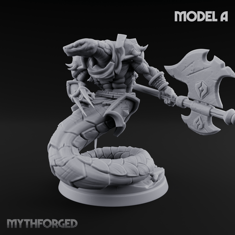 Swooping and Coiled Naga Warriors A Miniature for Dungeons and Dragons, Pathfinder or other TTRPGs