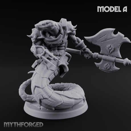 Swooping and Coiled Naga Warriors A Miniature for Dungeons and Dragons, Pathfinder or other TTRPGs
