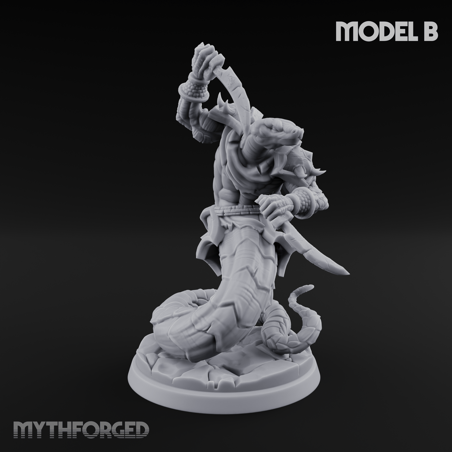 Swooping and Coiled Naga Warriors B Miniature for Dungeons and Dragons, Pathfinder or other TTRPGs