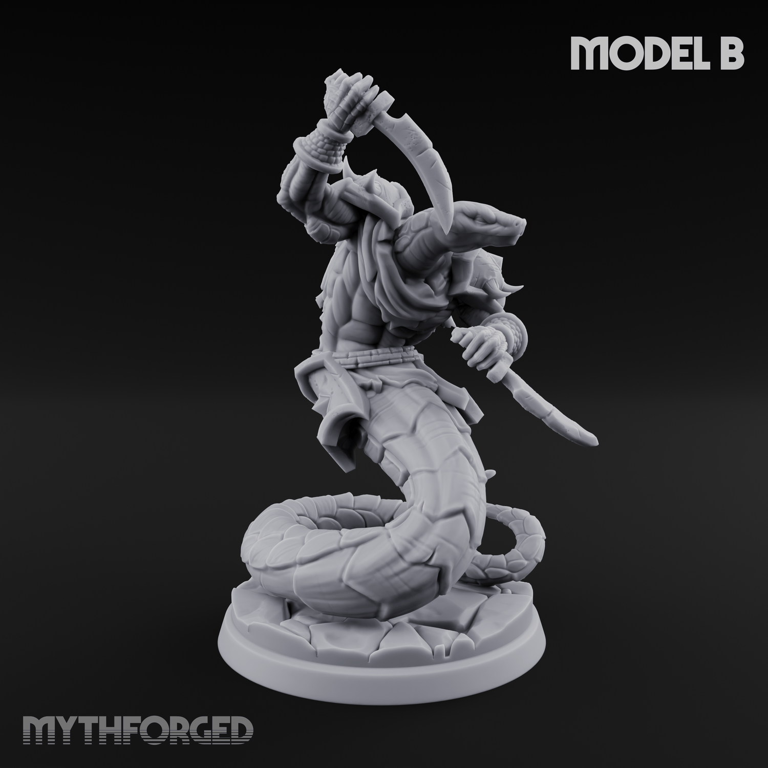 Swooping and Coiled Naga Warriors Miniature for Dungeons and Dragons, Pathfinder or other TTRPGs