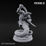 Swooping and Coiled Naga Warriors Miniature for Dungeons and Dragons, Pathfinder or other TTRPGs