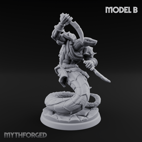Swooping and Coiled Naga Warriors Miniature for Dungeons and Dragons, Pathfinder or other TTRPGs